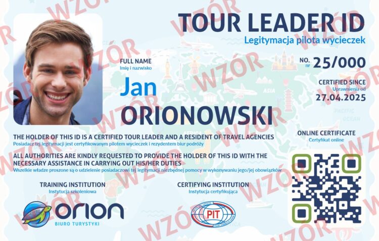 Legitymacja Pilota Wycieczek i Rezydenta_Orion_PIT_Wzór